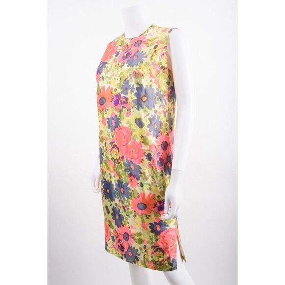 Vintage 70s Womens Shift Dress Sz S Small Multi-Color Floral Mod Pink Purple - Picture 3 of 7